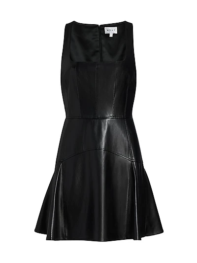 Faux-Leather A-Line Minidress