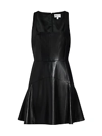 Faux-Leather A-Line Minidress