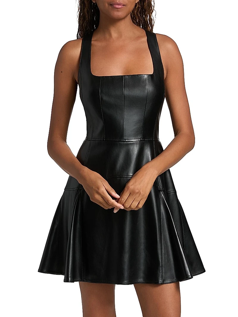 Faux-Leather A-Line Minidress