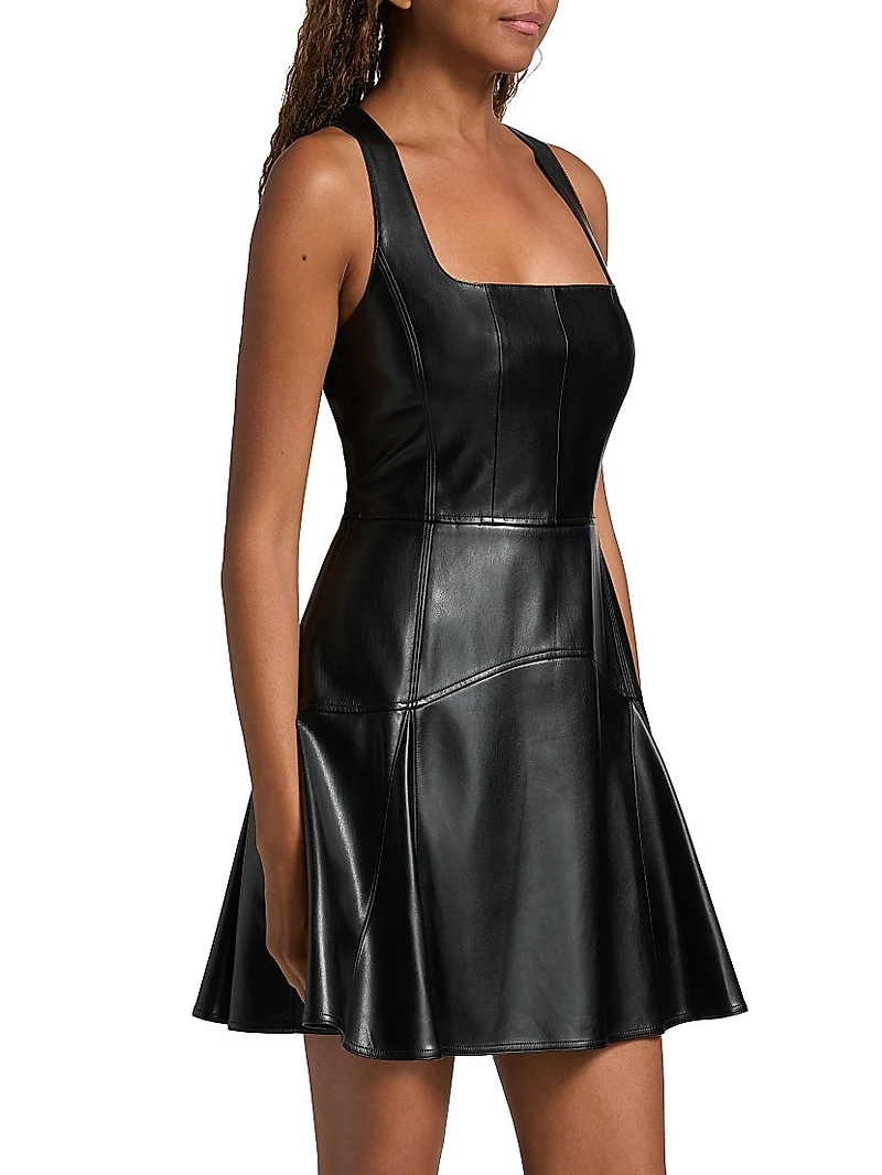 Faux-Leather A-Line Minidress