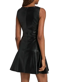 Faux-Leather A-Line Minidress