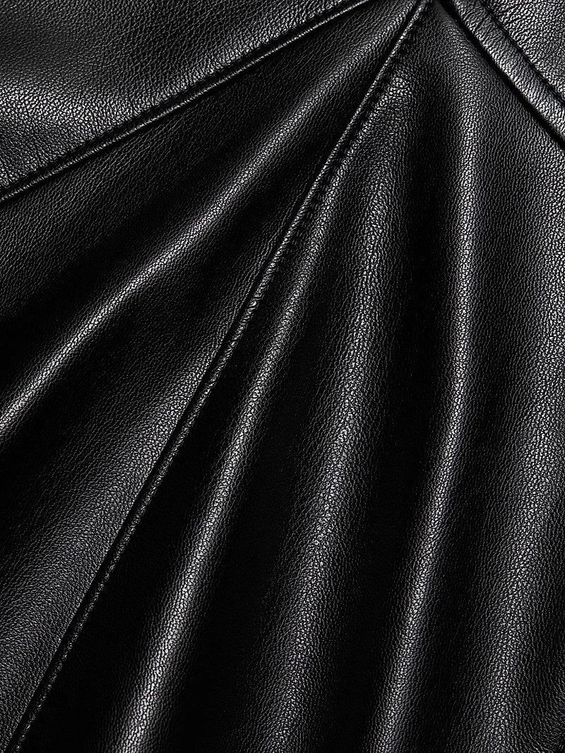 Faux-Leather A-Line Minidress