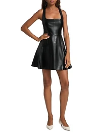 Faux-Leather A-Line Minidress
