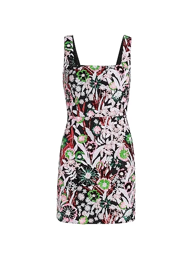 Wildflower Floral-Sequin Minidress
