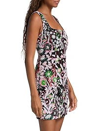 Wildflower Floral-Sequin Minidress