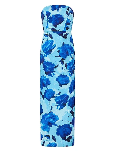 Orion Blurred Blossom Jacquard Bandeau Maxi Dress
