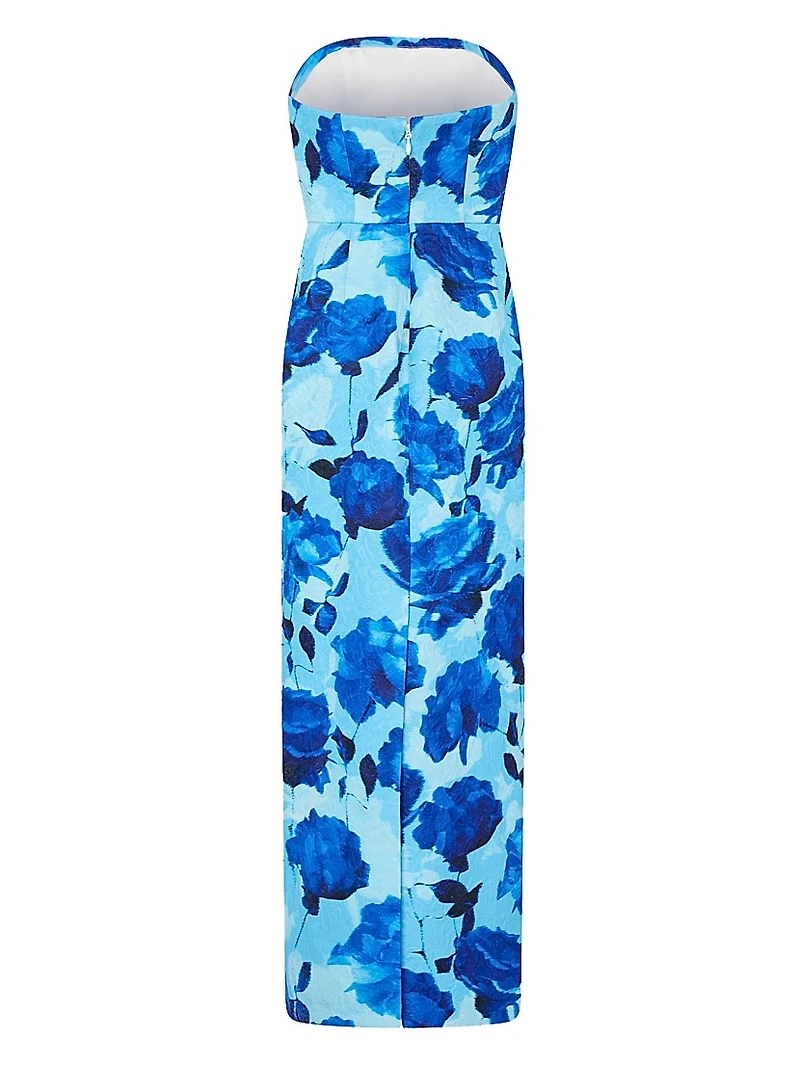 Orion Blurred Blossom Jacquard Bandeau Maxi Dress