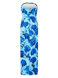 Orion Blurred Blossom Jacquard Bandeau Maxi Dress