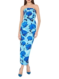 Orion Blurred Blossom Jacquard Bandeau Maxi Dress