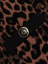 Leopard-Print Fringe-Hem Knit Skirt
