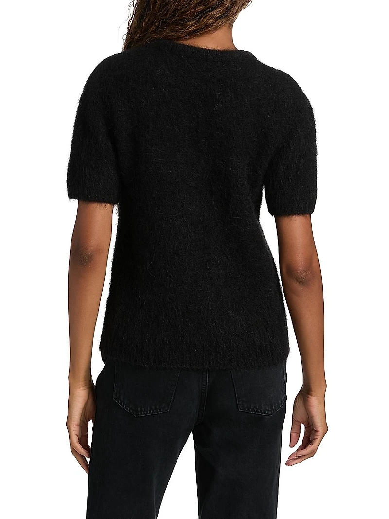 Combination Bow Fuzzy Sweater