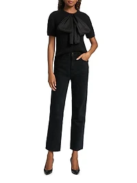 Combination Bow Fuzzy Sweater