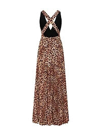 Oria Leopard-Print Pleated Maxi Dress