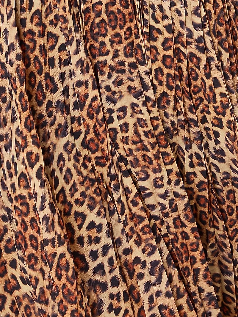 Oria Leopard-Print Pleated Maxi Dress