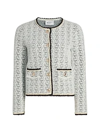 Braided-Trim Tweed Cardigan