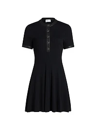Faux Leather-Trim Henley Minidress
