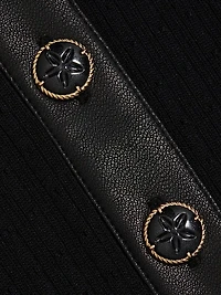 Faux Leather-Trim Henley Minidress