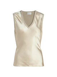 Satin Knit V-Neck Shell Top