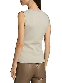Satin Knit V-Neck Shell Top