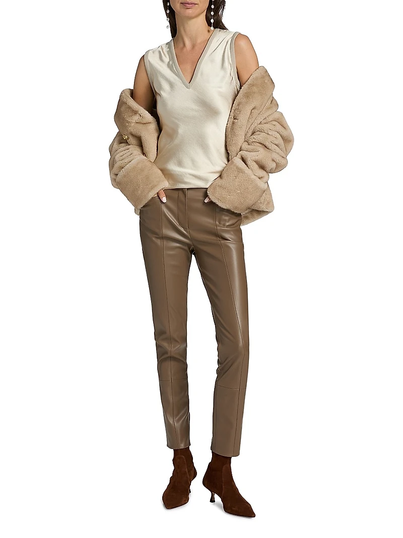 Satin Knit V-Neck Shell Top