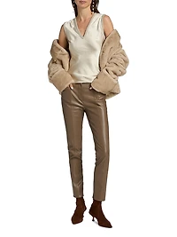 Satin Knit V-Neck Shell Top