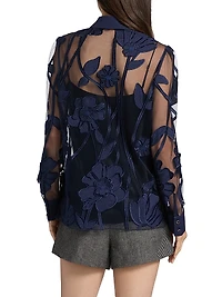 Ashton Grand Fleur Embroidered Sheer Blouse
