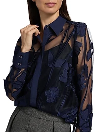 Ashton Grand Fleur Embroidered Sheer Blouse