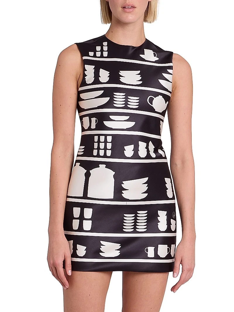 Graphic Crewneck Mini-Shift Dress