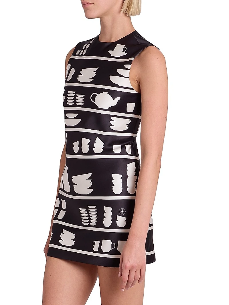 Graphic Crewneck Mini-Shift Dress