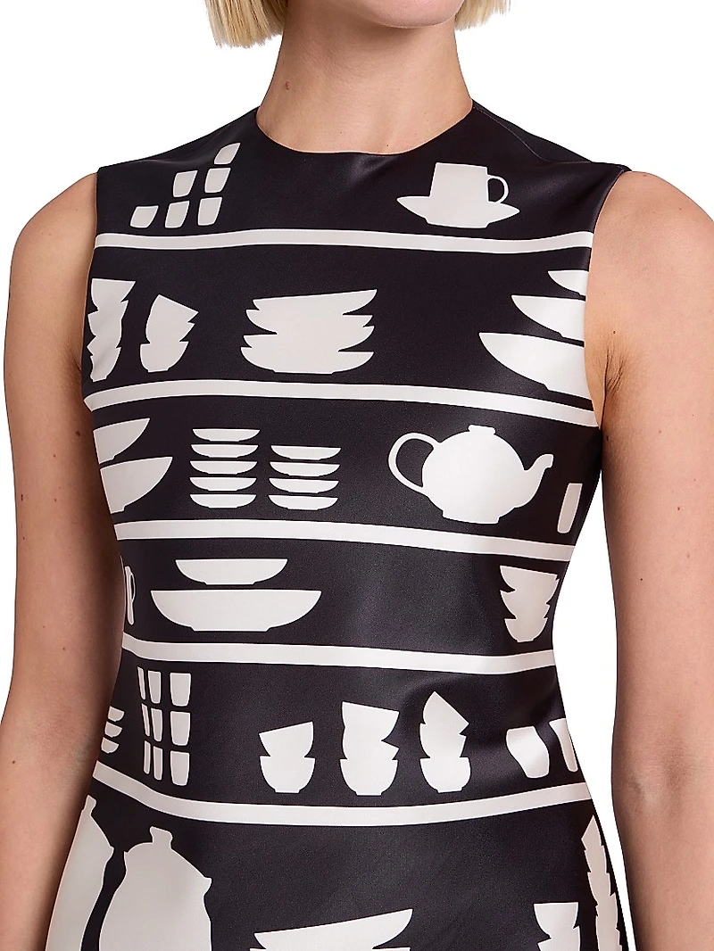 Graphic Crewneck Mini-Shift Dress