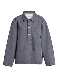 Patch-Pocket Denim Rugby Shirt