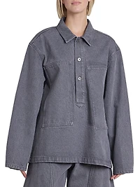 Patch-Pocket Denim Rugby Shirt