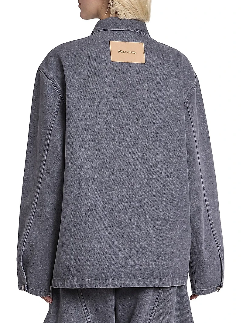 Patch-Pocket Denim Rugby Shirt