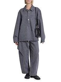 Patch-Pocket Denim Rugby Shirt