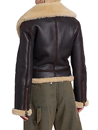 Shearling-Trimmed Leather Aviator Jacket