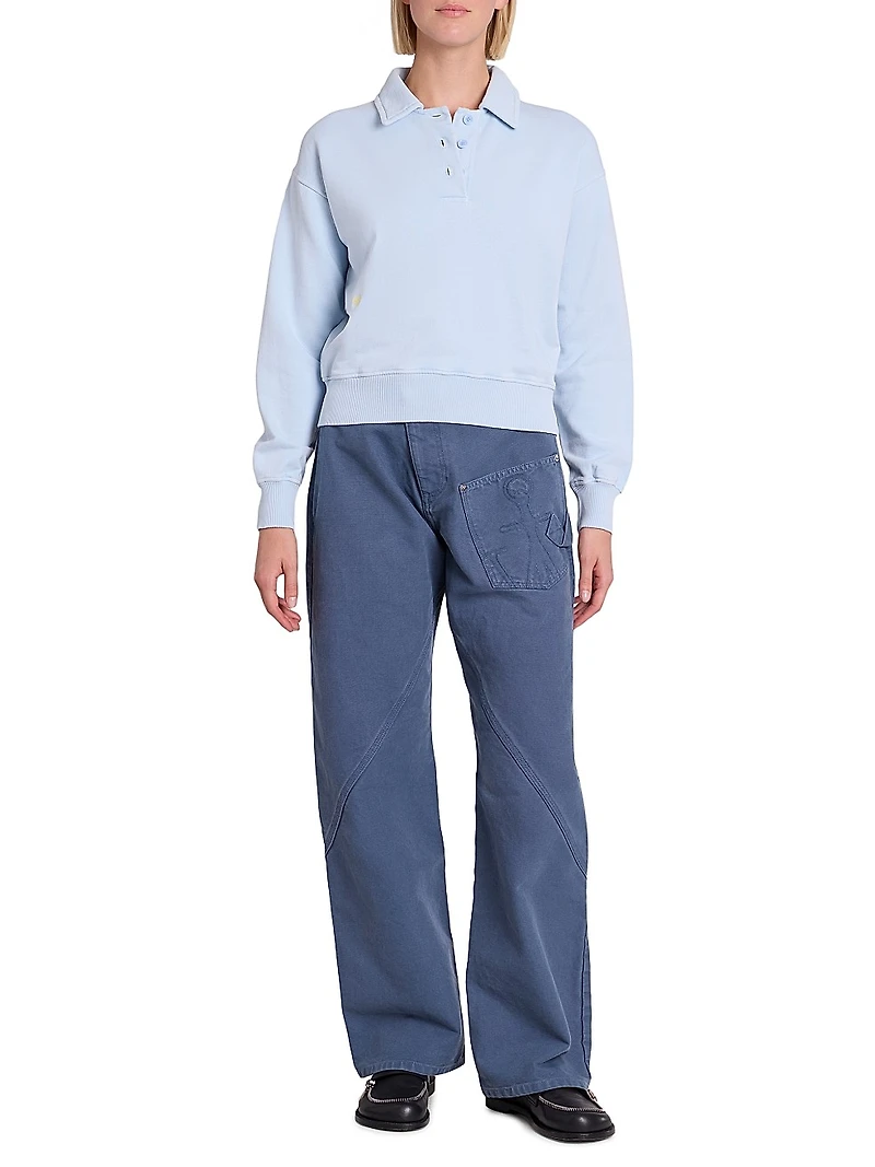 Cotton-Jersey Polo Sweatshirt
