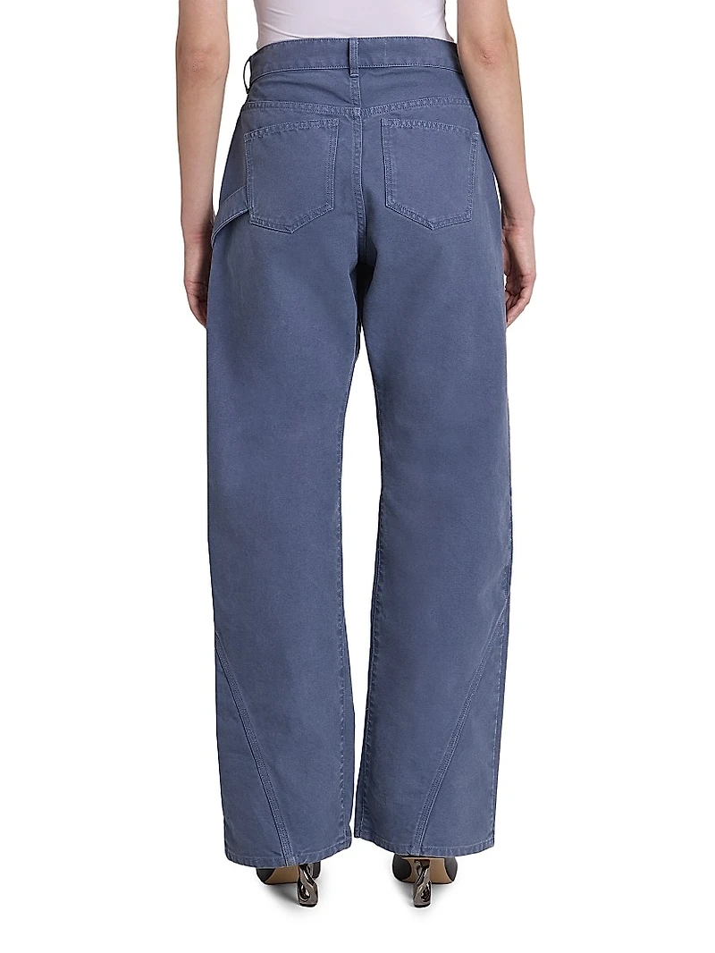 Twisted Workwear Cotton Straight-Leg Pants