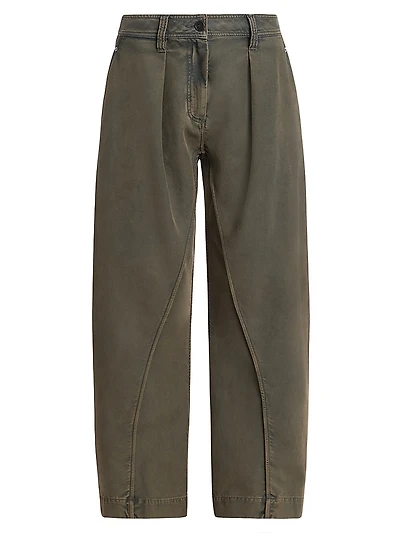 Cotton Twisted-Seam Wide-Leg Pants