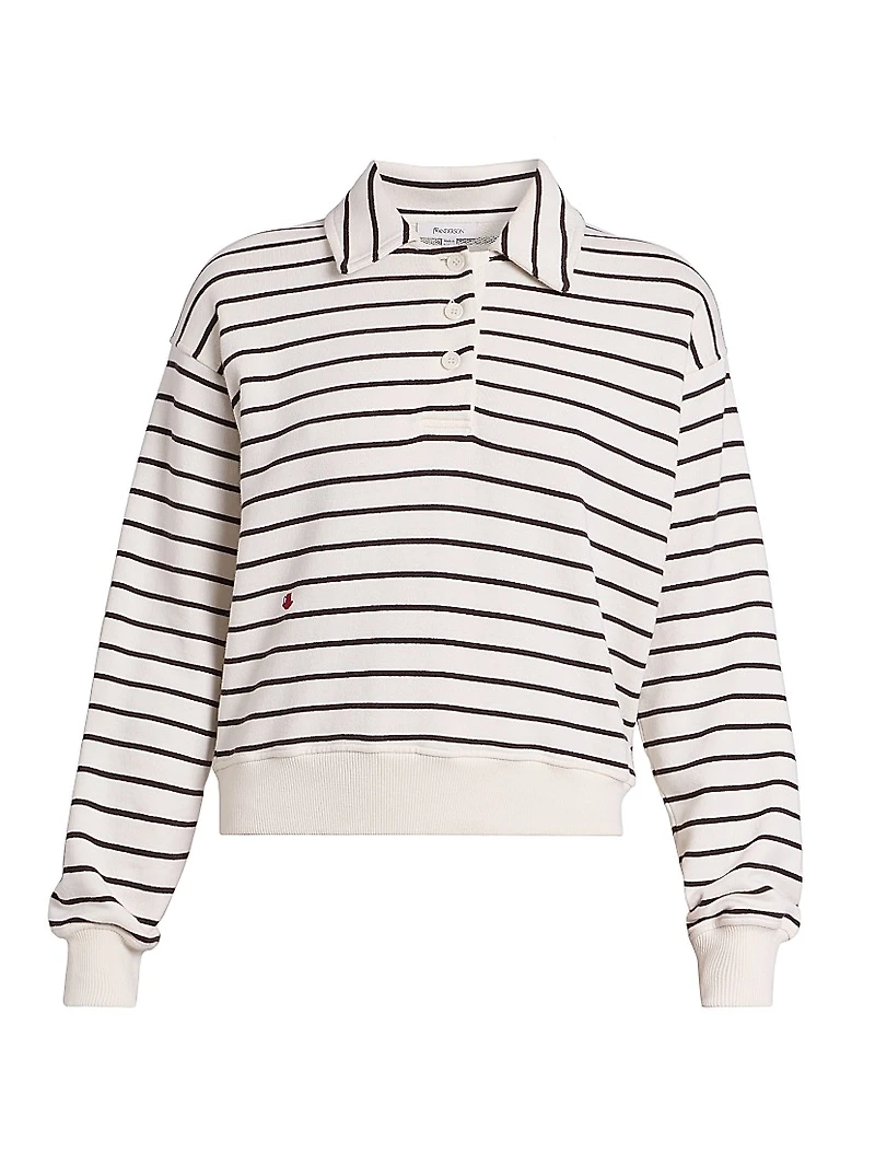 Striped Cotton Polo Sweatshirt