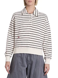 Striped Cotton Polo Sweatshirt