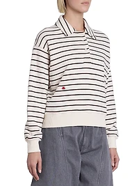 Striped Cotton Polo Sweatshirt