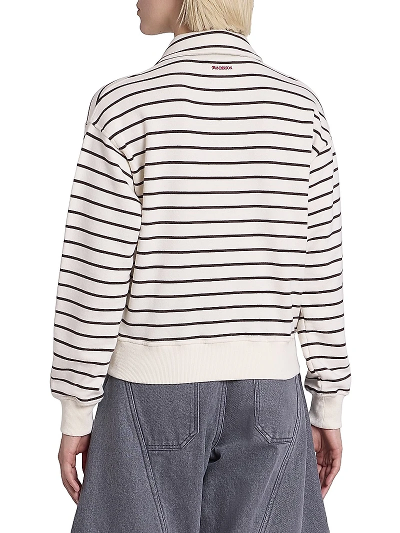 Striped Cotton Polo Sweatshirt