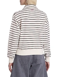 Striped Cotton Polo Sweatshirt