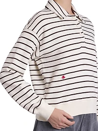 Striped Cotton Polo Sweatshirt