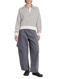 Striped Cotton Polo Sweatshirt
