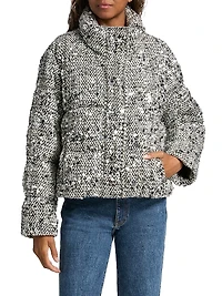 Hayes Sequined Tweed Puffer Jacket
