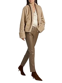 Faux-Fur Shawl Belted Jacket