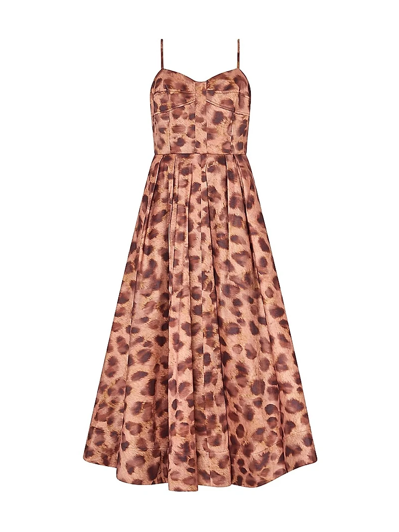 Queen Leopard-Print Bustier Midi-Dress