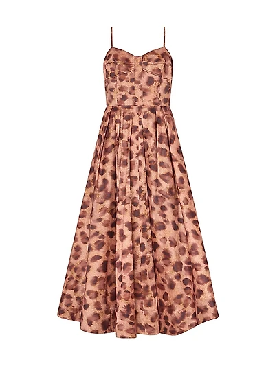 Queen Leopard-Print Bustier Midi-Dress