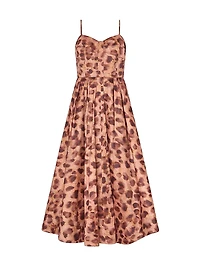 Queen Leopard-Print Bustier Midi-Dress